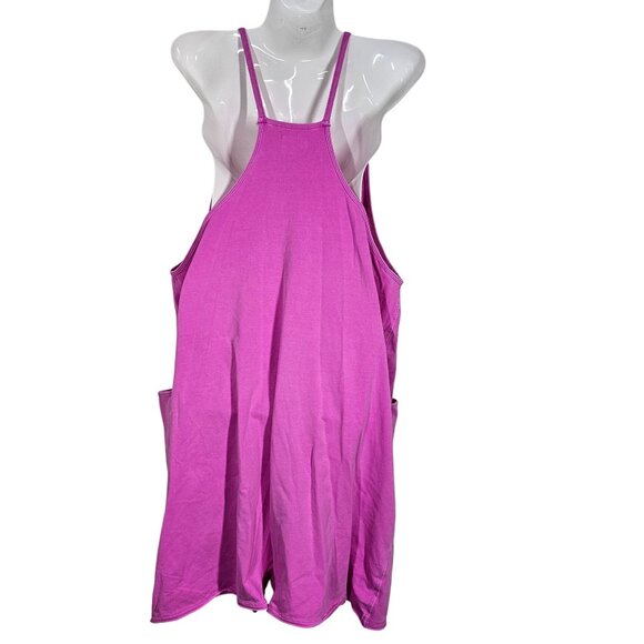 Free People Hot Shot Romper Pink With Pockets Cotton Stretch Blend Women L - Picture 4 of 12